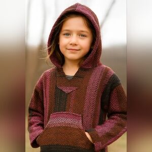 Lil Girls Western Striped Pink,Black,Red Cozy Baja‎ MOLINA Hoodie (#580)
